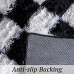 6x9 Area Rugs for Living Room Bedroom, Soft Fluffy Shaggy Bedside Rug, Indoor Floor Carpet for Kids Playroom, Dorms, Nursery Rooms, Home Decor (Black & White 6'x9')