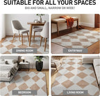 Rugshop Diamond Wave Shag Area Rug Beige 4' x 6' Ideal for Small Living Rooms, Offices, or Beside The Bed