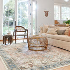 RUGGABLE Washable Vintage Area Rug – Kamran Coral 9x12, Stain-Resistant, Non-Slip – Large Machine Washable Rugs for Living Room, Bedroom, Hallway, Entryway & Office–with Standard Pad