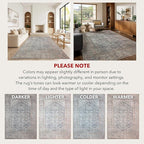 Kuden 4x6 Area Rug, Machine Washable Area Rug with Non-Slip Backing, Vintage Style, Soft, Easy Clean, Low Pile Rug for Living Room, Bedroom, Dining Room