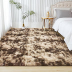 Andency Area Rugs 9x12 for Living Room Home Decor, Large Shaggy Bedroom Carpet, Non-Slip Big Shag Indoor Thick Soft Fluffy Furry Fur Area Rugs for Kids Dorm Nursery Aesthetic, Tie-Dyed Brown