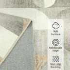 Large Grey Area Rugs 8x10 Washable Rug for Living Room Bedroom Dining Room,Modern Geometric Non Slip Beige Carpet