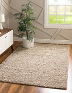 Unique Loom Solid Shag Collection Area Rug (5' 3" x 8' Rectangle, Taupe)