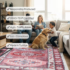 Fame Rugs Turkish Rug. Washable Vintage Oriental Antique Inspired Traditional Doormat Small Modern Area Rugs Luxury Entryway Entry Bedroom Bathroom Kitchen (378RR, 2'5 x 5')