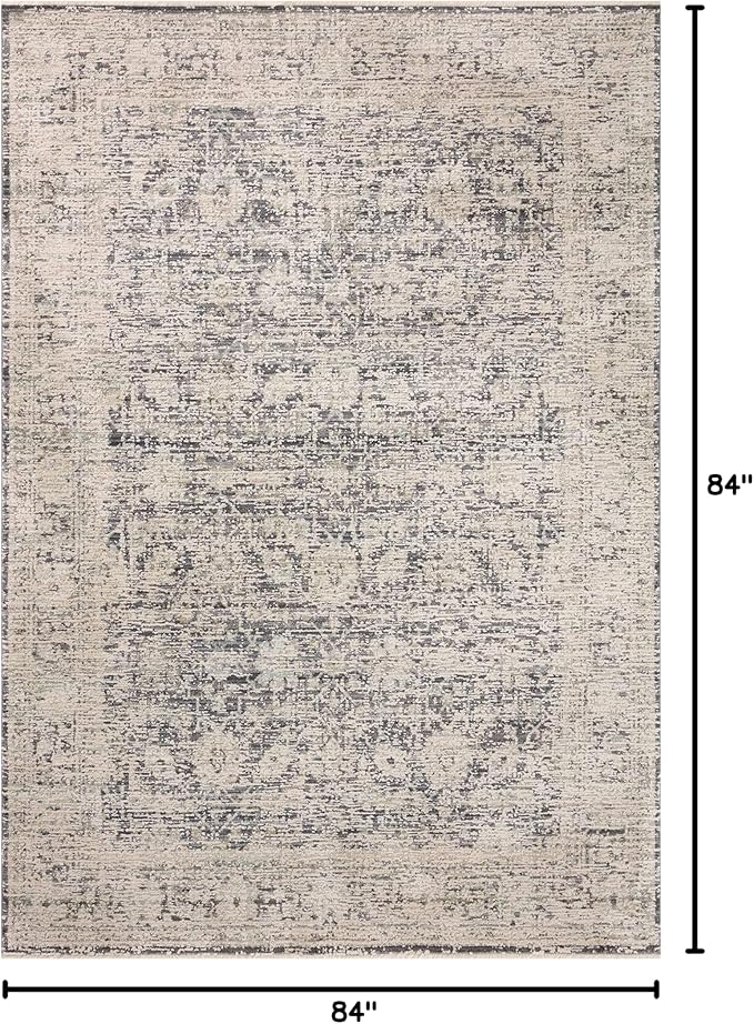 Loloi Amber Lewis Alie Collection ALE-05 Charcoal/Beige 7'-10'' x 7'-10'', .13'' Pile Height, Round Area Rug