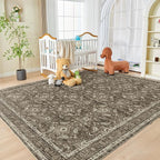 WITSHOCK Living Room Area Rugs 8x10: Soft Non-Slip Backing Washable Rugs Vintage Large Carpet for Bedroom Office Dining Room Kitchen Stain Resistant Home Decor Rug