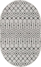 Unique Loom Outdoor Trellis Collection Area Rug - Tribal Trellis (3' 3" x 5' 3" Oval, Gray/ Black)