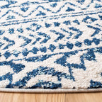 SAFAVIEH Tulum Collection Area Rug - 10' Round, Ivory & Navy, Moroccan Boho Tribal Design, Non-Shedding & Easy to Clean, Ideal for Living Room, Bedroom, Dining Space (TUL272D)
