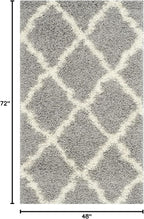 SAFAVIEH Dallas Shag Collection Accent Rug - 4' x 6', Grey & Ivory, Trellis Design, Non-Shedding & Easy Care, 1.5-inch Thick Ideal for High Traffic Areas in Entryway, Living Room, Bedroom (SGD257G)