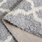 SAFAVIEH Dallas Shag Collection Runner Rug - 2'3" x 18', Grey & Ivory, Trellis Design, Non-Shedding & Easy Care, 1.5-inch Thick Ideal for High Traffic Areas in Living Room, Bedroom (SGD257G)