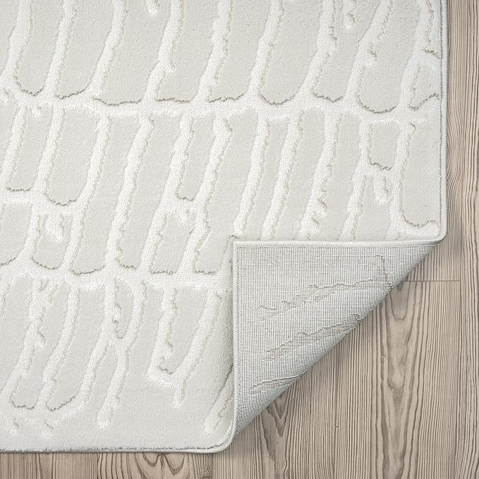 Abani Cream Area Rug for Living Room, Bedroom - Pebble Pattern - 5 x 8 - Durable & Easy to Clean