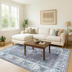 Fame Living Grey Oushak Runner Rug, Modern Runners, Turkish, Eclectic, Floral, Pastel, Washable, Small Throw Rugs, Short Runner for Hallway, Entryway, Laundry, Bedroom, Kitchen, Bathroom, 2'5"x6'5"