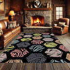 Large Living Room Area Rug 6x8ft,Modern Geometric Rugs, Multicolor Low Pile Farmhouse Carpet, Machine Washable & Non-Slip Non-Shedding for Classroom, Bedroom & Dorm