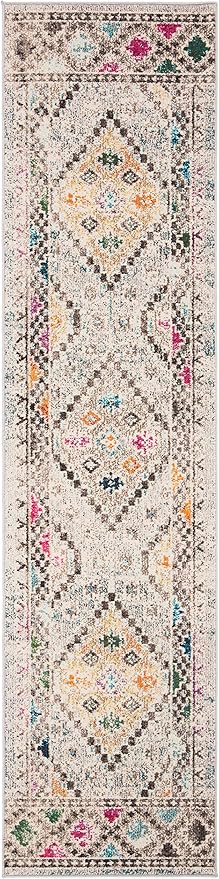 SAFAVIEH Madison Collection Runner Rug - 2'2" x 10', Grey & Yellow, Boho Diamond Distressed Design, Non-Shedding & Easy Care, Ideal for High Traffic Areas in Living Room, Bedroom (MAD418F)