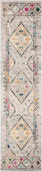 SAFAVIEH Madison Collection Runner Rug - 2' x 8', Grey & Yellow, Boho Diamond Distressed Design, Non-Shedding & Easy Care, Ideal for High Traffic Areas in Living Room, Bedroom (MAD418F)