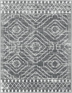 Wonnitar Moroccan 5x7 Washable Rug, Large Grey Area Rug for Living Room, Non-Slip Boho Bedroom Carpet Thin Soft Non-Shedding Farmhouse Rug for Dining Room Table Kitchen Home Office (Dark Grey,5'x7')