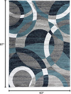 Rugshop Blue Modern Geometric Indoor Area Rug, Overlapping Circle Pattern, Fade Resistant, Non-Shedding, for Living Room, Bedroom and Home Office, 5'3" x 7'3"