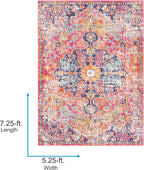 Livabliss Odelia Vintage Bohemian Area Rug,5'3" x 7'3",Pink/Orange