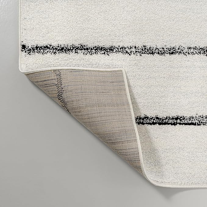 JONATHAN Y Williamsburg Minimalist Stripe Cream/Black Indoor Area Rug, 8x10, Contemporary, Modern, Easy-Cleaning for Living Room, Bedroom, Kitchen, Pet Friendly, Non-Shedding (MOH201D-8)