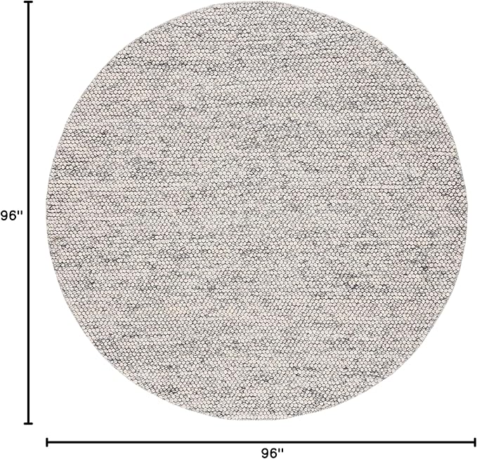 SAFAVIEH Natura Collection Area Rug - 8' Round, Light Grey & Ivory, Handmade Wool Blend, Textured Design, Ideal for Living Room, Bedroom, Dining Space (NAT620G)