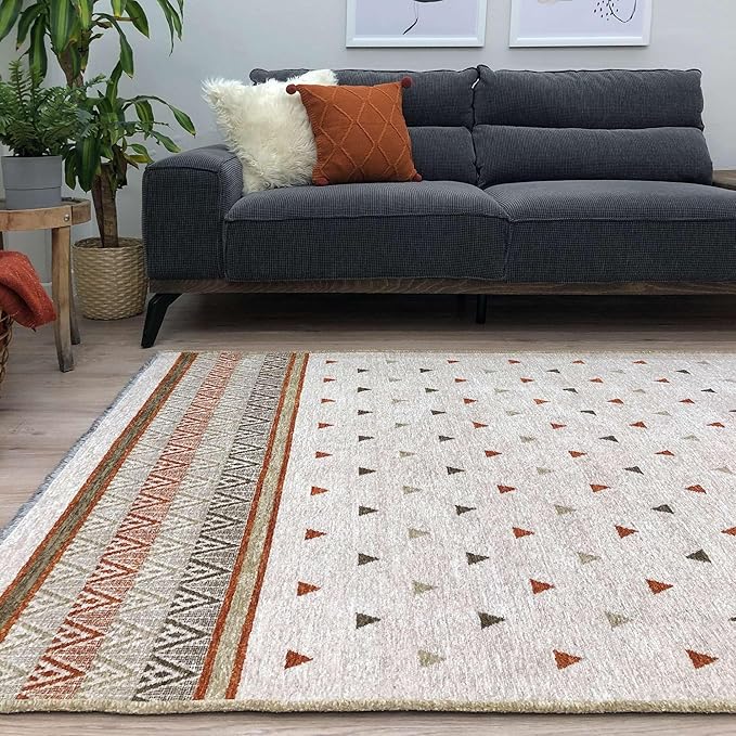 Alfa Rich 7x10 Beige Terracotta Washable Area Rugs for Living Room Kitchen Bedroom Decor Rug