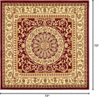 Unique Loom Versailles Collection Traditional Classic Medallion Floral Motif Area Rug (6' 0 x 6' 0 Square, Burgundy/ Ivory)