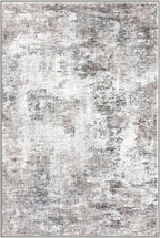 Modern Abstract 6x9 Living Room Washable Rug Non-Slip Soft Bedroom Area Rug Beige Grey Neutral Thin Print Faux Wool Floor Carpet Throw Rugs for Nursery Playroom Dining Room Indoor Office