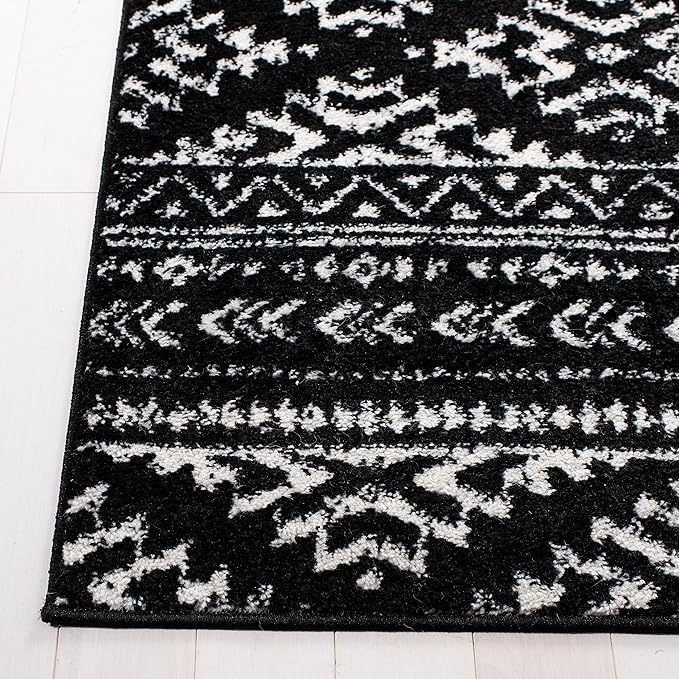 SAFAVIEH Tulum Collection Accent Rug - 2' x 5', Black & Ivory, Moroccan Boho Tribal Design, Non-Shedding & Easy to Clean, Ideal for Front Door, Kitchen, Entryway, Foyer (TUL272Z)