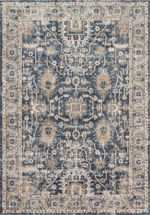 Loloi Teagan Collection TEA-03 Denim/Pebble 9'-9" x 13'-6" Area Rug, Large, Soft Neutral Rug, High-Traffic for Living Room, Bedroom, Home Office, Dining Area