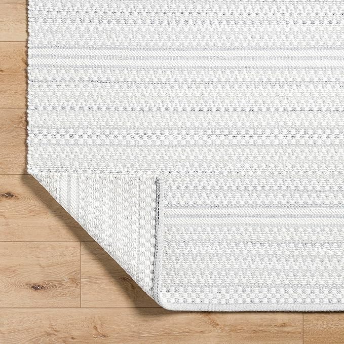 Mark&Day Wool Rugs, 4x6 Precious Solid and Border Cream/Charcoal Area Rug, Cream Grey Carpet for Living Room, Bedroom or Kitchen (3'6" x 5'6")