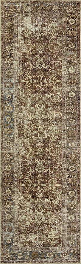 Loloi Magnolia Home by Joanna Gaines Sinclair Collection SIN-01 Rust/Lagoon 2'-3" x 3'-9", .25" Pile Height, Machine Washable, Accent Rug