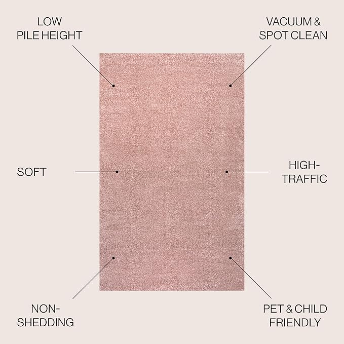 JONATHAN Y Haze Solid Low-Pile Pink Indoor Area Rug 3x5, Coastal,Bohemian,Minimalist,Classic, Easy-Cleaning for Living Room,Bedroom,Kitchen,Pet Friendly,Non-Shedding (SEU100P-3)
