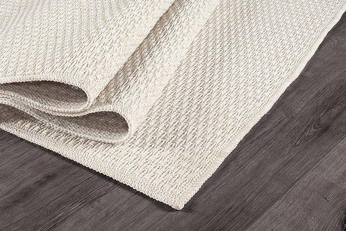 Easy Jute Rugs 4x6 White Color Living Room Indoor Outdoor Area Rug for Farmhouse Patio and Kitchen Rug High Traffic Washable Easy to Clean Solid Boho Woven Design Outside Carpet (4 x 6)