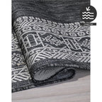 FH Home Flat Woven Outdoor Rug - Waterproof, Easy to Clean, Stain Resistant - Premium Polypropylene Yarn - Bordered Moroccan - Patio, Porch, Deck, Balcony - Accra - Charcoal - 5ft 2in x 7ft 6in