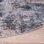 Rugs.com Leipzig Collection Round Rug – 6 Ft Round Beige Low-Pile Rug Perfect for Kitchens, Dining Rooms