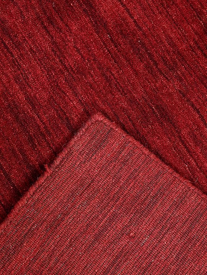 Rugsotic Carpets Hand Knotted Loom Wool ECO-Friendly Area Rugs - 8'x10', Rectangle, Red Color, Solid Plain Design, High Pile Thick Handmade Anti Skid Area Rugs for Living Room, Bed Room (L00111)