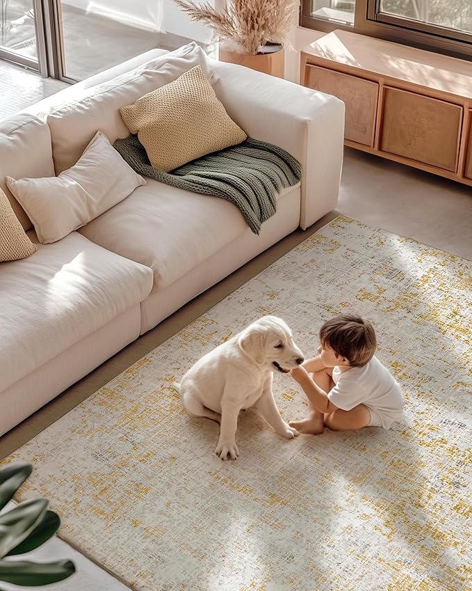 ILANGO 5 x 7 Area Rug for Living Room Bedroom Washable Rugs with Non Slip Backing High Traffic Indoor Carpet for Dining Room Dorm Non-Shedding & Fade Resistant Modern Rugs