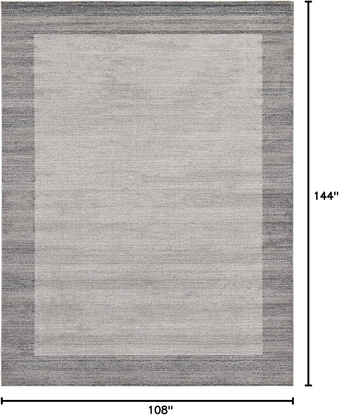 Rugs.com Angelica Collection Rug – 9' x 12' Light Gray Medium Rug Perfect for Living Rooms, Large Dining Rooms, Open Floorplans