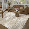 Beige Area Rug 4x6 Machine Washable Modern Abstract Office Carpet Neutral Non Slip Indoor Entry Low Pile Soft Non Shedding Small Mat Bedroom Throw Rug for Kitchen Laundry Dining Room