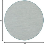 Nourison Home Courtyard Ivory Aqua 5' x Round Area Rug - Easy Clean, Non Shedding, Bed Room, Living Room, Dining Room, Kitchen (5' x Round)