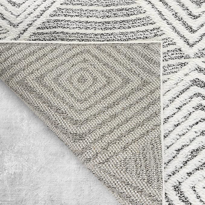 Antep Rugs Palafito 8x10 Geometric Shag Diamond High-Low Pile Textured Indoor Area Rug (Gray, 7'10" x 10')