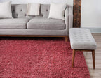 Unique Loom Davos Shag Collection Area Rug - Solid (3' 3" Square, Poppy)