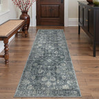 GENIMO Runner Rug 2'6''x8 Non Slip Machine Washable Vintage Hallway Runner Rug, Low Pile Lightweight Rugs for Entryway, Hallway, Kitchen and Corridor, Ashen Taupe