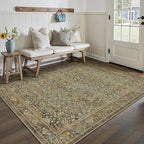 Area Rug 5x7 Brown Living Room Washable Vintage Carpet Non Slip Indoor Retro Traditional Accent Throw Large Rug for Office Kitchen Bedroom Dining Room