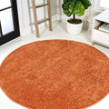 Eyely UES100M-8R Haze Solid Low-Pile Orange 8' Round Area Rug, Pet Friendly, Stain Resistant, Easy Cleaning, for Bedroom, Living Room, Kitchen