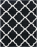 SAFAVIEH Area Rug 8x10 - Dallas Shag Collection - Large - Black & Ivory, Trellis Pattern, Non-Shedding & Easy Cleaning, Plush Thick Pile, Ideal for Living Room, Bedroom, Dining Space (SGD257Z)