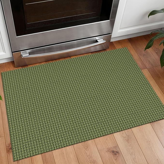 Small Braided Rugs 2x3 Ft Area Rugs for Entryway Boho Washable Rug Non Slip Rubber Backed Throw Rugs Cotton Woven Door Mat Indoor Entrance Front Door Rugs for Foyer Kitchen, Green