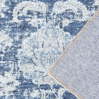 jinchan Hallway Runner Rug 3x7 Machine Washable Runner Rug Dark Blue Vintage Floral Design Non-Slip Low Pile Ultra-Thin for Kitchen Laundry Room Bedroom Farmhouse (3‘x7',Dark Blue)