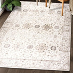 ReaLife Rugs Machine Washable Area Rug - Living Room Bedroom Bathroom Kitchen Entryway Office - Padded Low Pile Stain Resistant Premium - Boho Farmhouse Vintage - BEV - Beige 7'6" x 9'6"