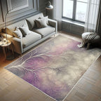 Ambesonne Branches Decorative Rug, Modern Abstract Concept Dreamy Clouds Back Leafless Tree Silhouette, Quality Carpet for Bedroom Dorm and Living Room, 5' 1" X 7' 5", Pale Purple Grey Mauve